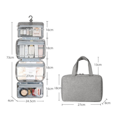 Compact Water-Resistant Travel Cosmetic Organizer | Features 4 Compartments & 360° Hook | Suitable for Men & Women