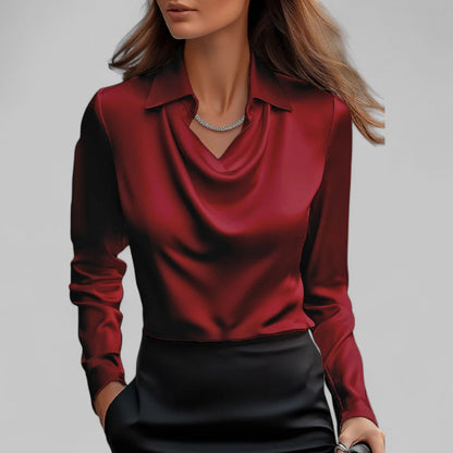Women’s Waterfall Neck Blouse | Long Sleeves