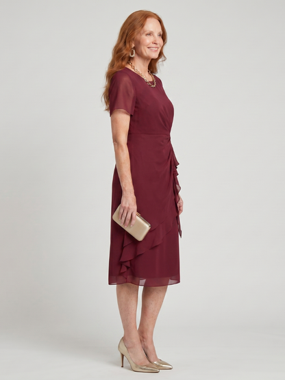 Women's Short Sleeve Sheath Cocktail Dress | Midi