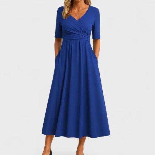 Women's V-Neck 3/4 Sleeve Wrap Dress | Midi