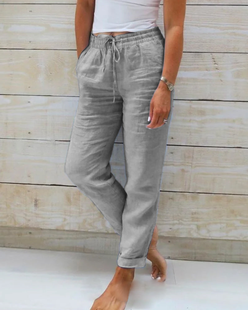 Women's Summer Casual Linen Pants | with Drawstring