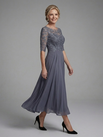 Women's A-Line Evening Gown | 3/4 Sleeves