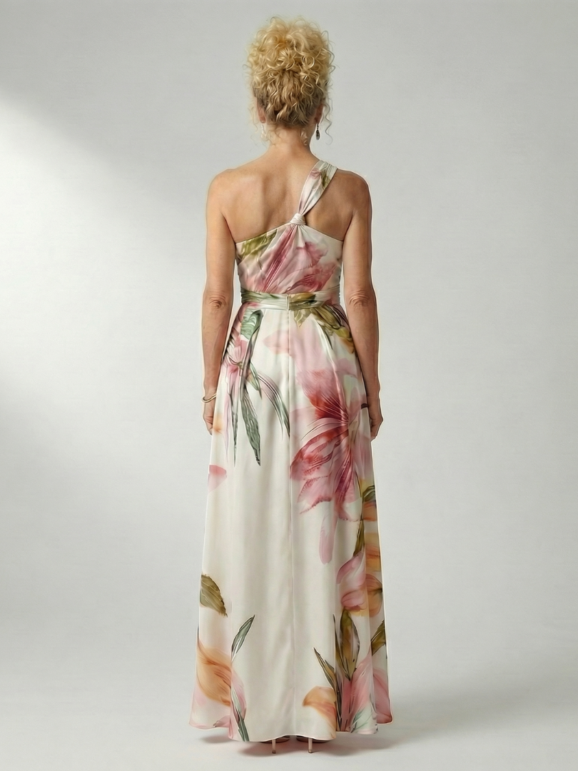 Women's One-Shoulder Floral Wedding Guest Dress | Maxi