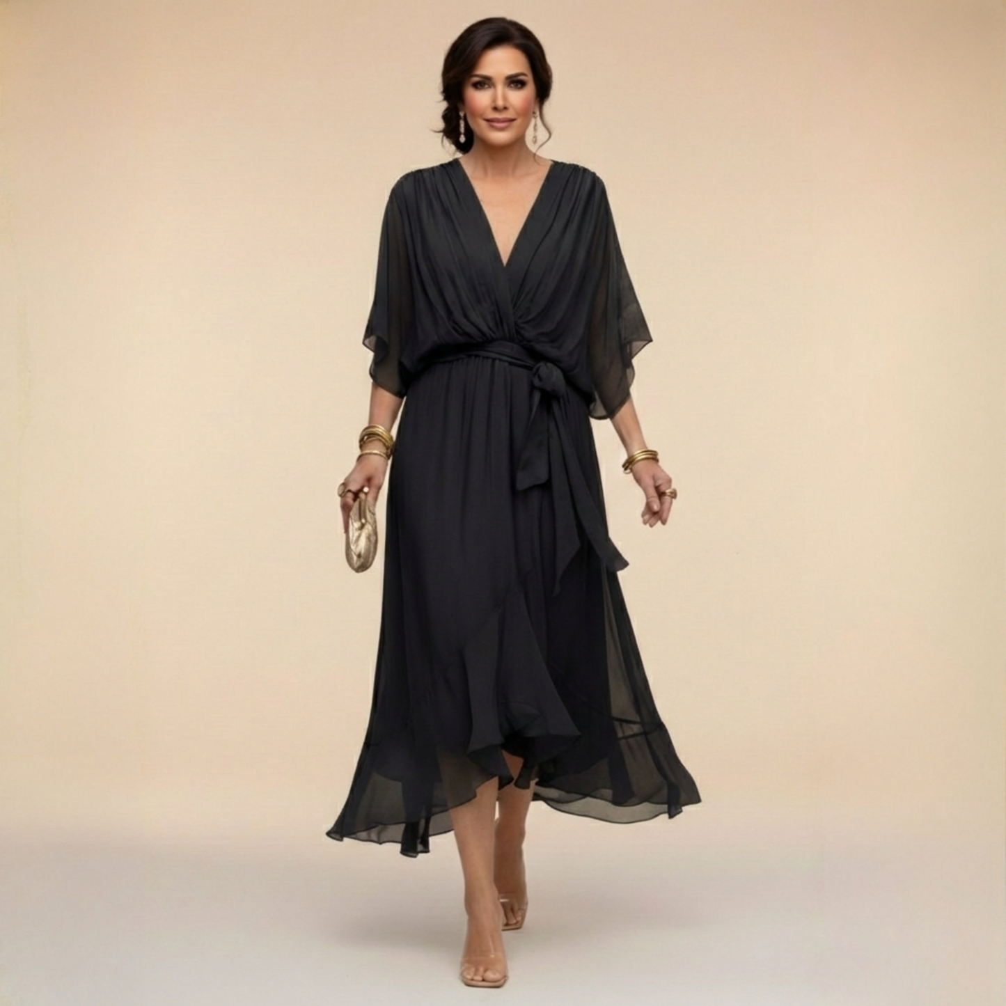 Women's Wedding Guest V-Neck Wrap Dress | Midi
