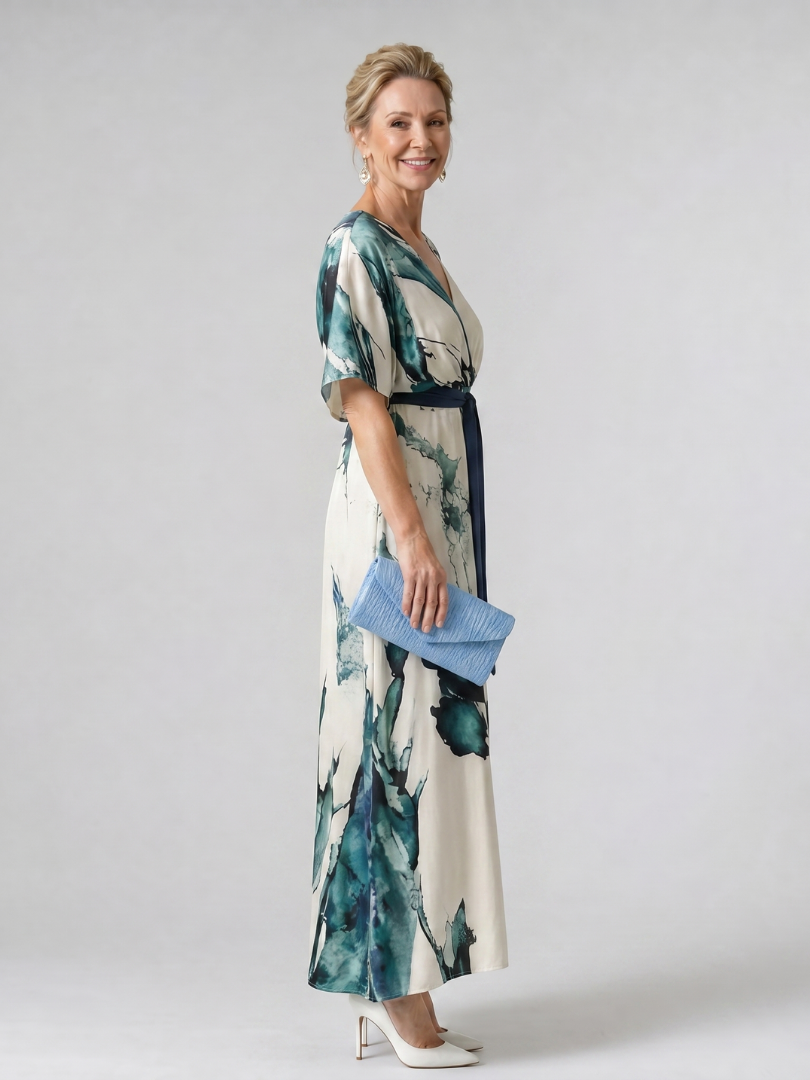 Women’s V-Neck Floral Wrap Front Dress | Maxi