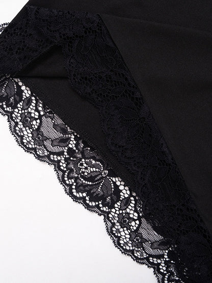 Black Sexy Lace Bandeau Slim Mini Dress
