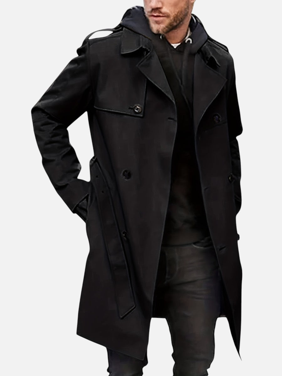 Men's Classic Double-Breasted Trench Coat | Mid-Length