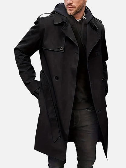 Men's Classic Double-Breasted Trench Coat | Mid-Length