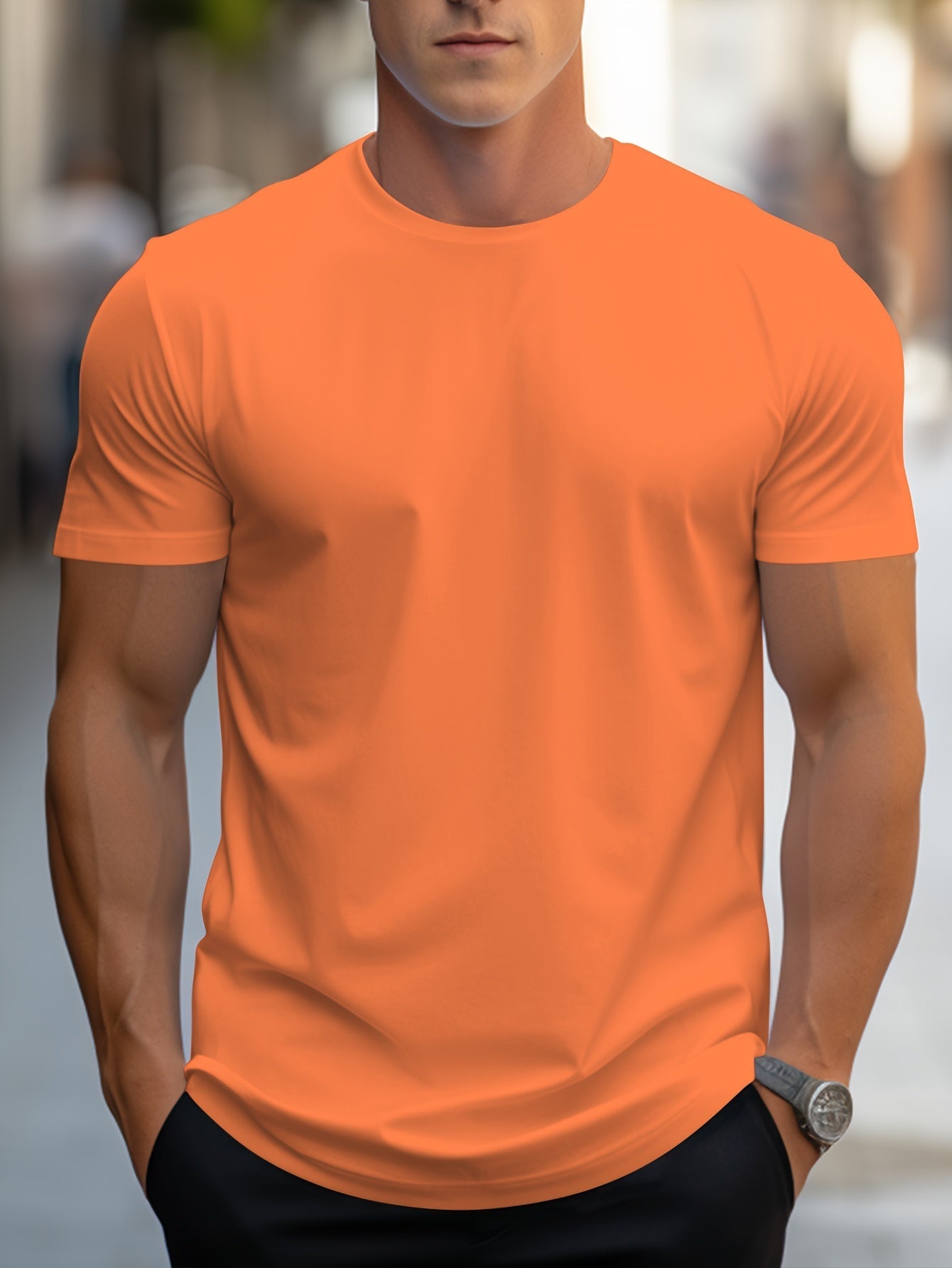 Men's Plain Crew Neck T-Shirt | Short Sleeve