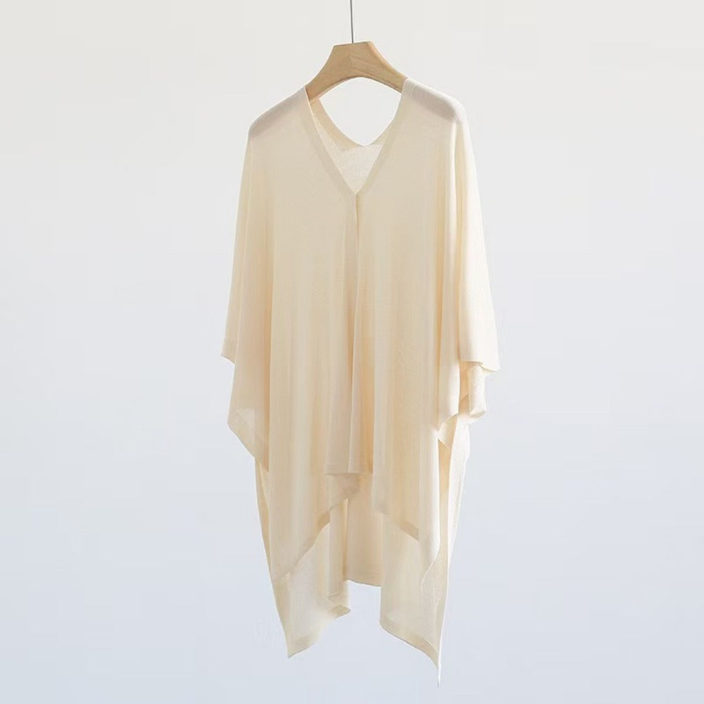 Effen gebreide sjaal met knoop voor dames - Michela