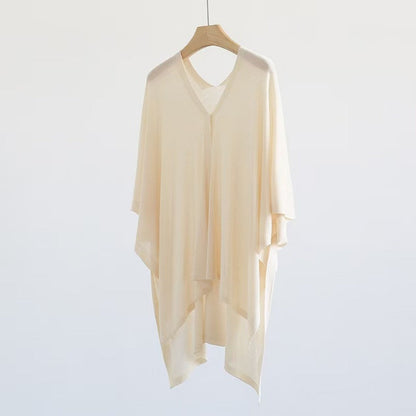 Effen gebreide sjaal met knoop voor dames - Michela