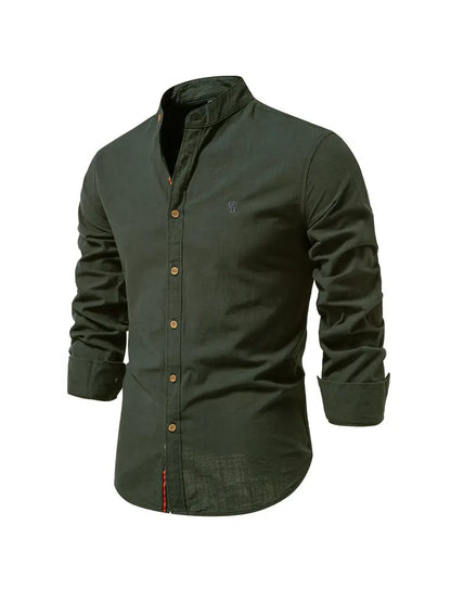 Men's Stand Collar Casual Shirt | Long Sleeve