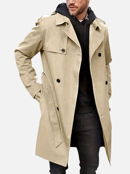 Men's Classic Double-Breasted Trench Coat | Mid-Length