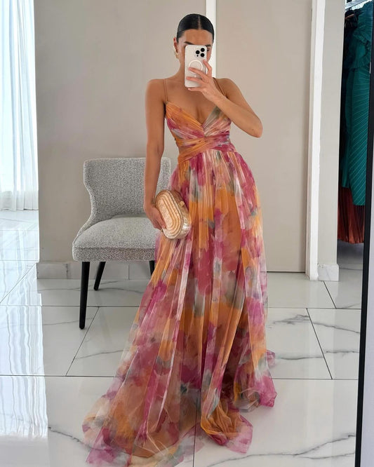 Women's Wedding Guest Dress with Spaghetti Straps | Maxi