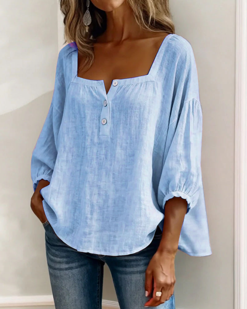 Women's Casual Square Neck Blouse | Relaxed Fit