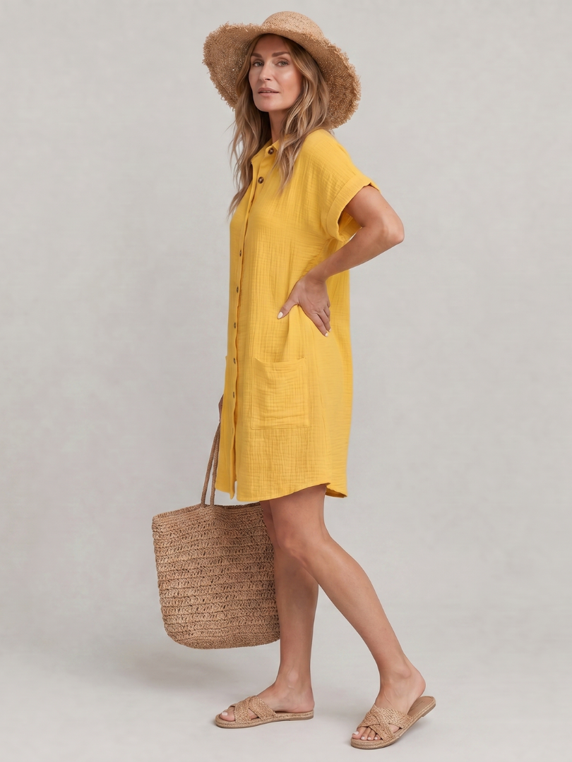 Women's Button-Down Shirt Dress | with Pockets