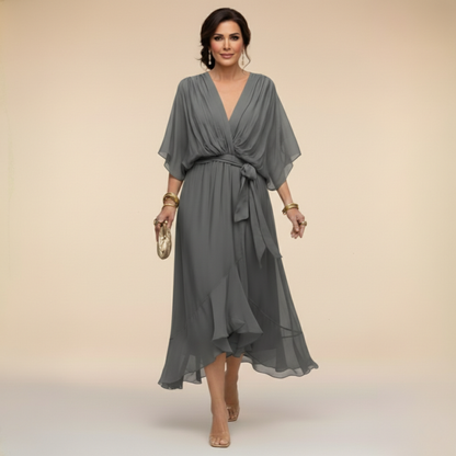 Women's Wedding Guest V-Neck Wrap Dress | Midi