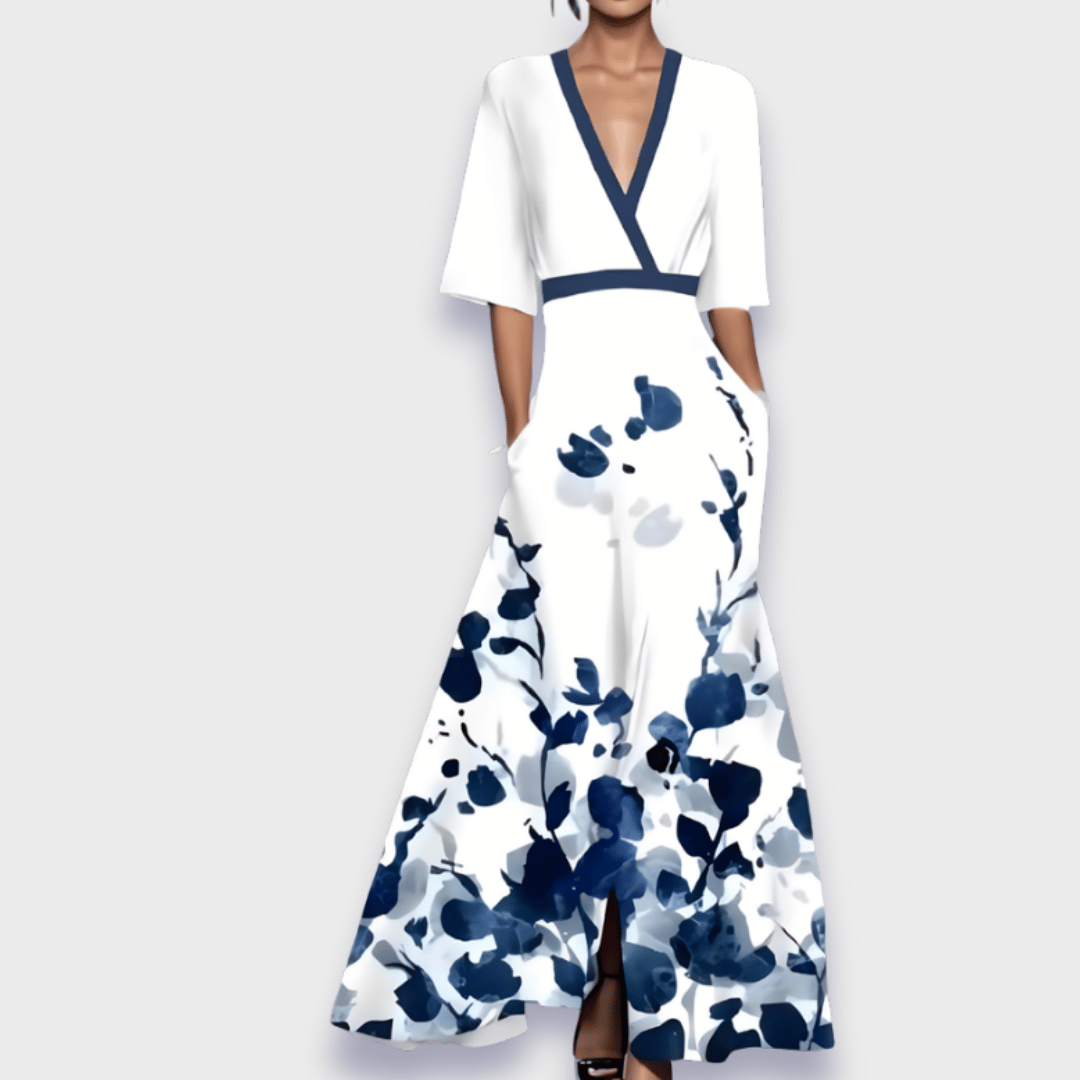 Women's Floral Pattern Wrap Maxi Dress | V-Neck