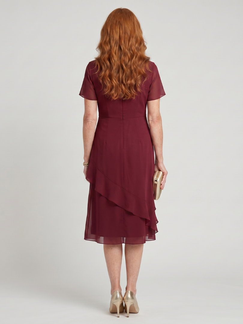 Women's Short Sleeve Sheath Cocktail Dress | Midi