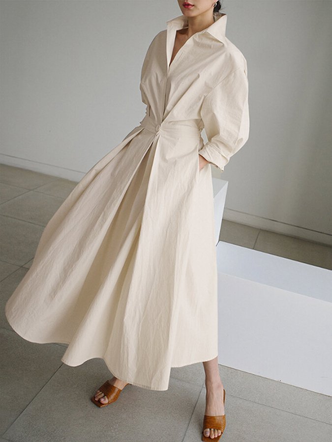 Women's Long Sleeve Shirt Dress | Maxi