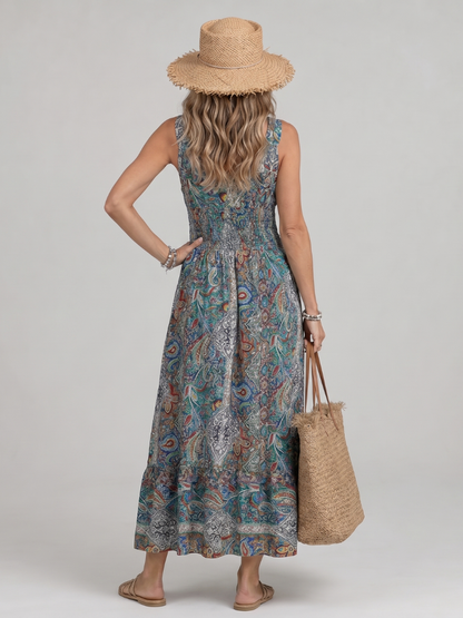 Women's Sleeveless V-Neck Summer Beach Dress | Maxi