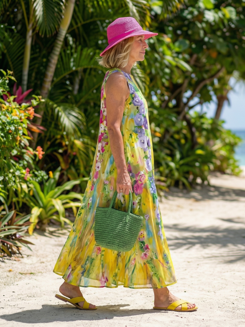 Women’s Floral Sleeveless V-Neck Sundress | Maxi