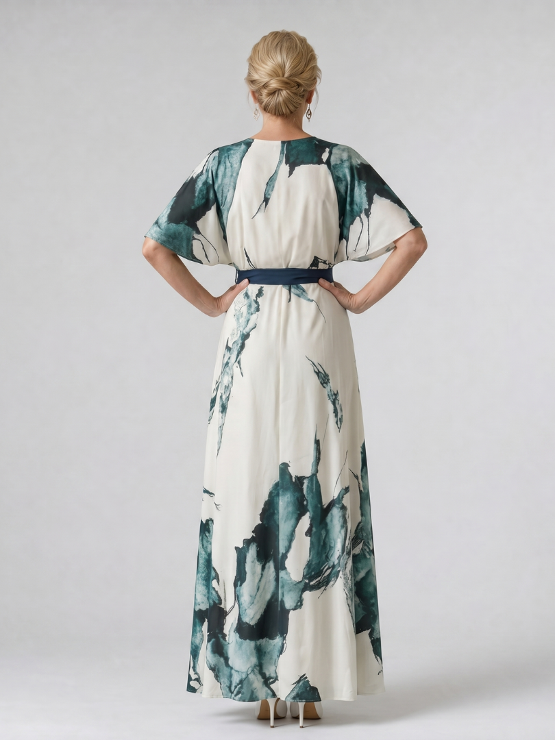 Women’s V-Neck Floral Wrap Front Dress | Maxi