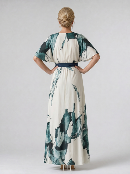 Women’s V-Neck Floral Wrap Front Dress | Maxi