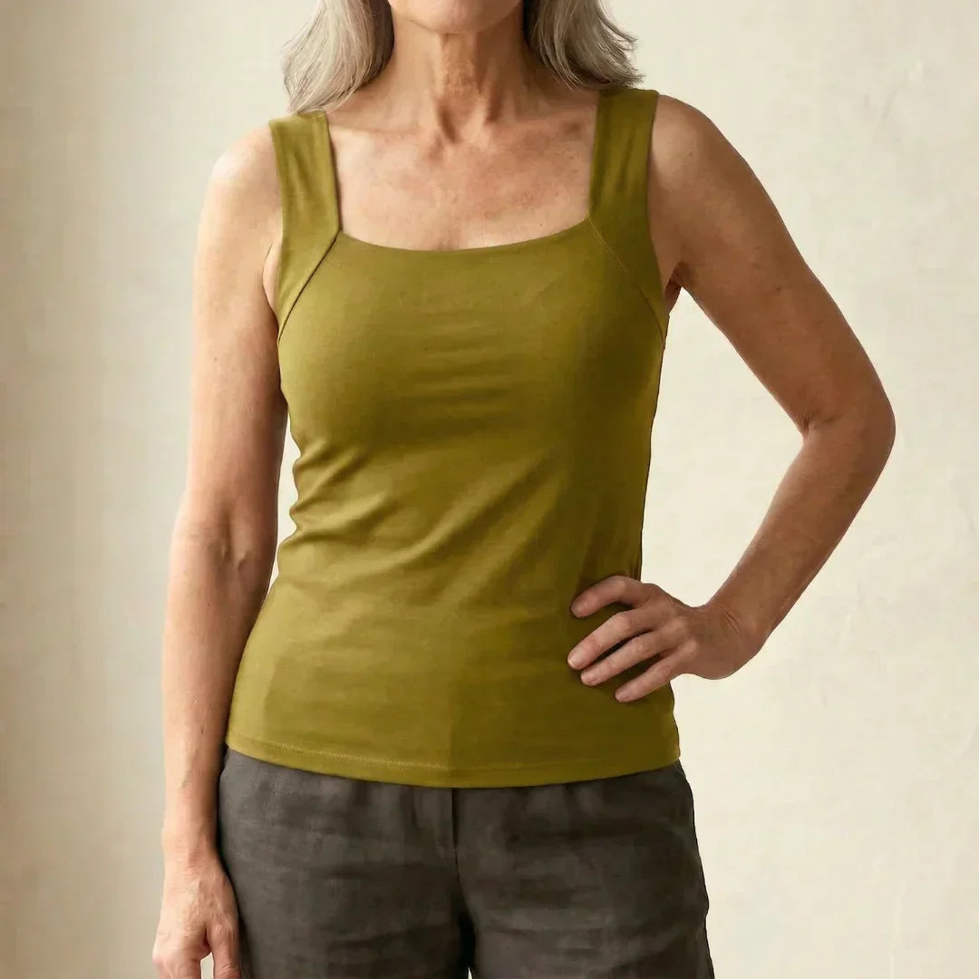 Women's Square Neck Tank Top | with Built-In Bra
