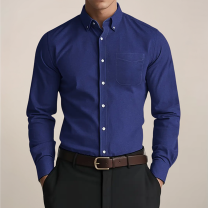 Men's Casual Button-Up Long Sleeve Shirt | with Chest Pocket