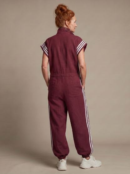 Women's Relaxed Fit Zip-Up Track Jumpsuit | Sleeveless