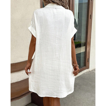 Women's Casual Button-Down Shirt Dress | with Pockets
