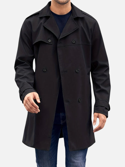 Men's Classic Double-Breasted Trench Coat | Mid-Length