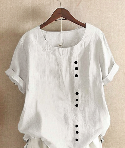 Women's Summer Casual Linen Blouse | Short Sleeve