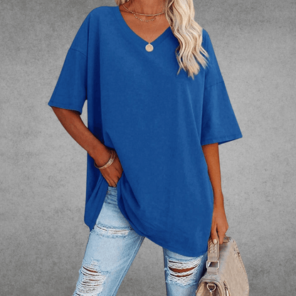 Women's Solid V-Neck T-Shirt | Oversized