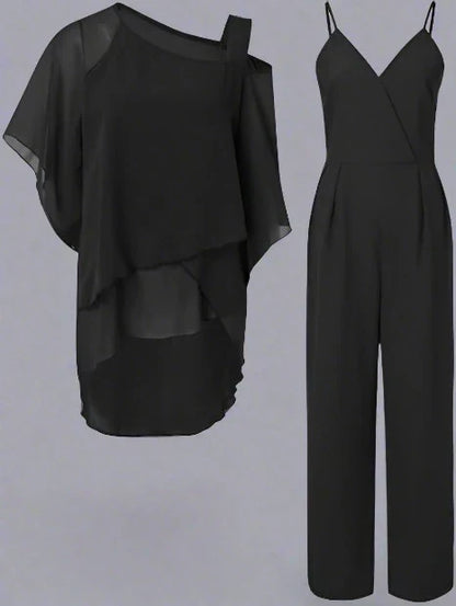Women's Stylish Jumpsuit with Asymmetrical Top | Set
