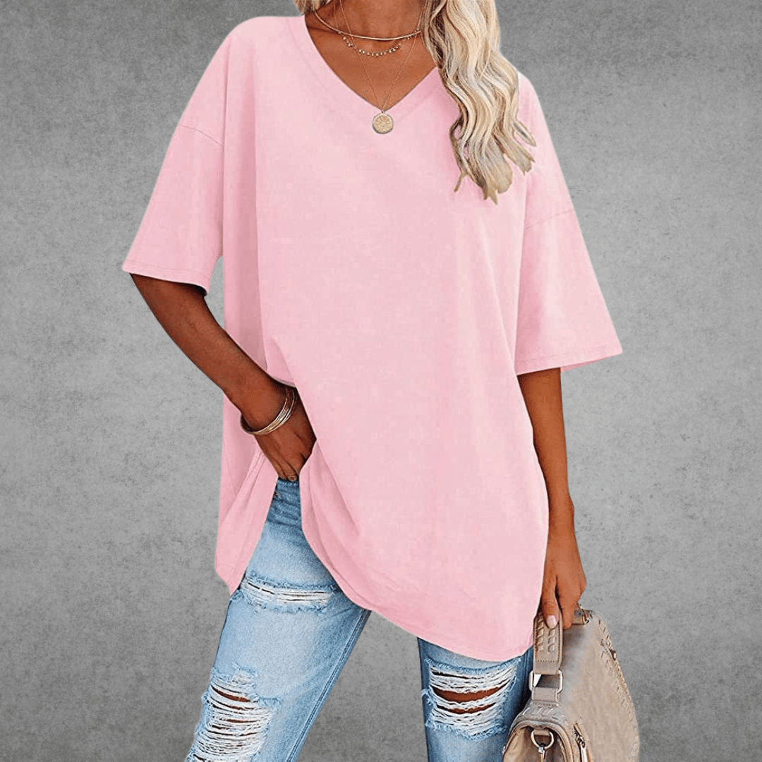 Women's Solid V-Neck T-Shirt | Oversized