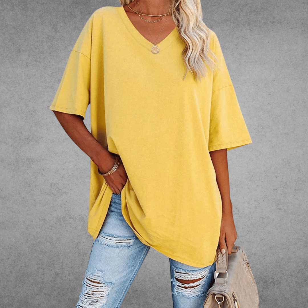 Women's Solid V-Neck T-Shirt | Oversized