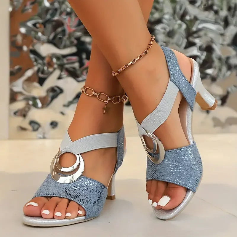 Women's Open-Toe Ankle Strap Dress Sandals | Block Heel