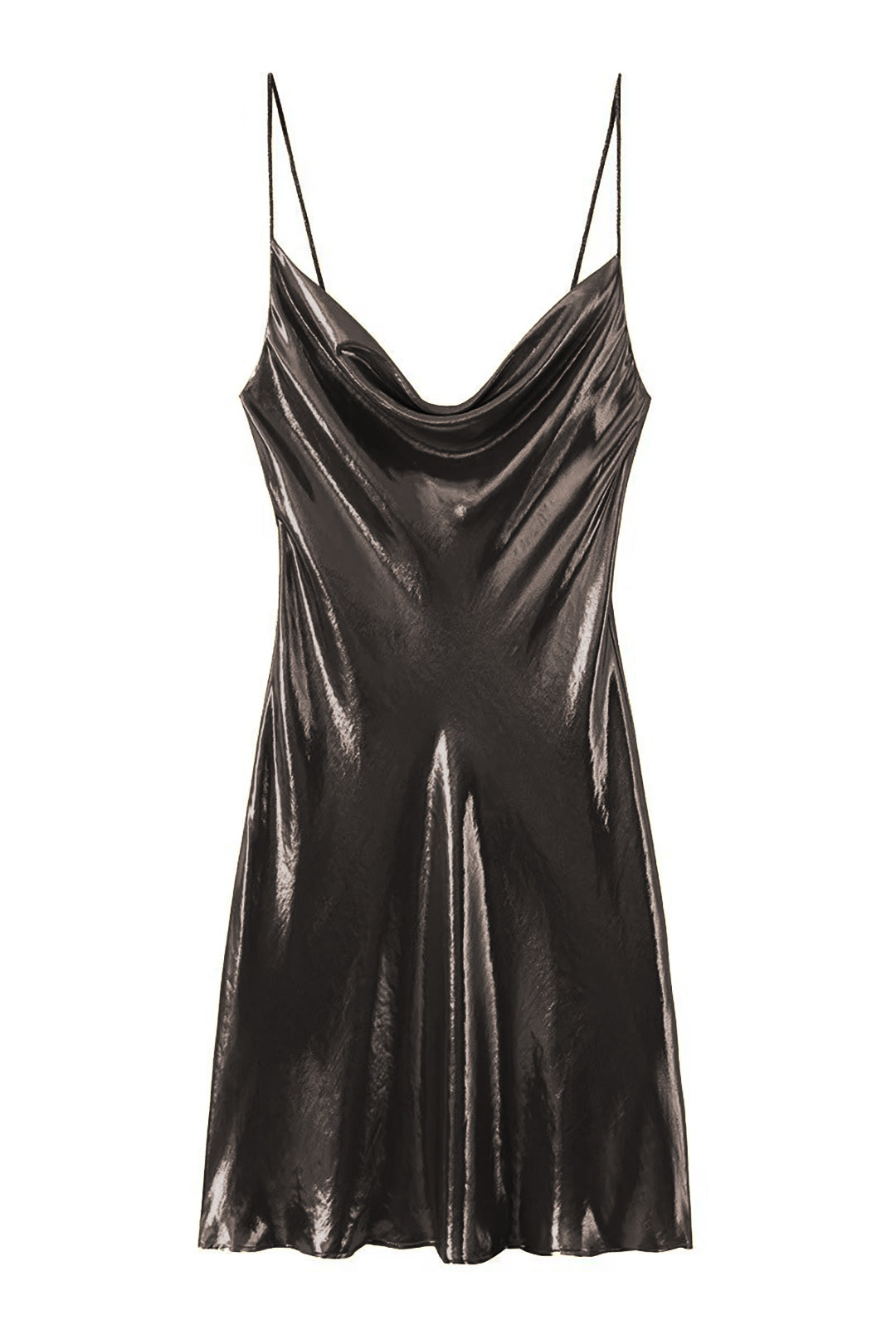 metallic slip dresses Mint Velvet Silver Metallic Satin Midi Slip Dress | Size 10 | Grey | Sleeveless