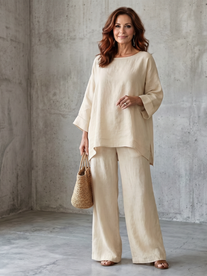 Women's Loose Fit Top and Wide-Leg Pants Set | 2-Piece