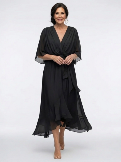 Women's V-Neck Wrap Cocktail Dress | Midi