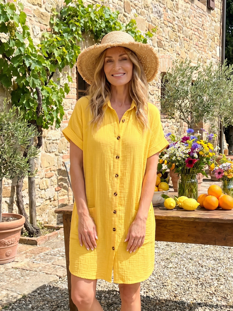 Women's Button-Down Shirt Dress | with Pockets