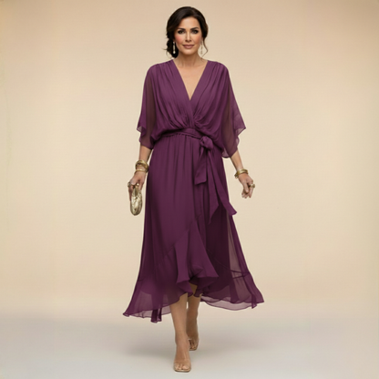 Women's Wedding Guest V-Neck Wrap Dress | Midi