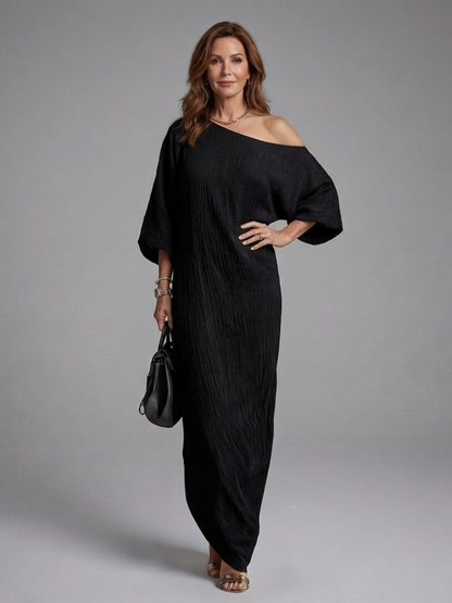Women's One-Shoulder 3/4 Sleeves Evening Dress | Maxi