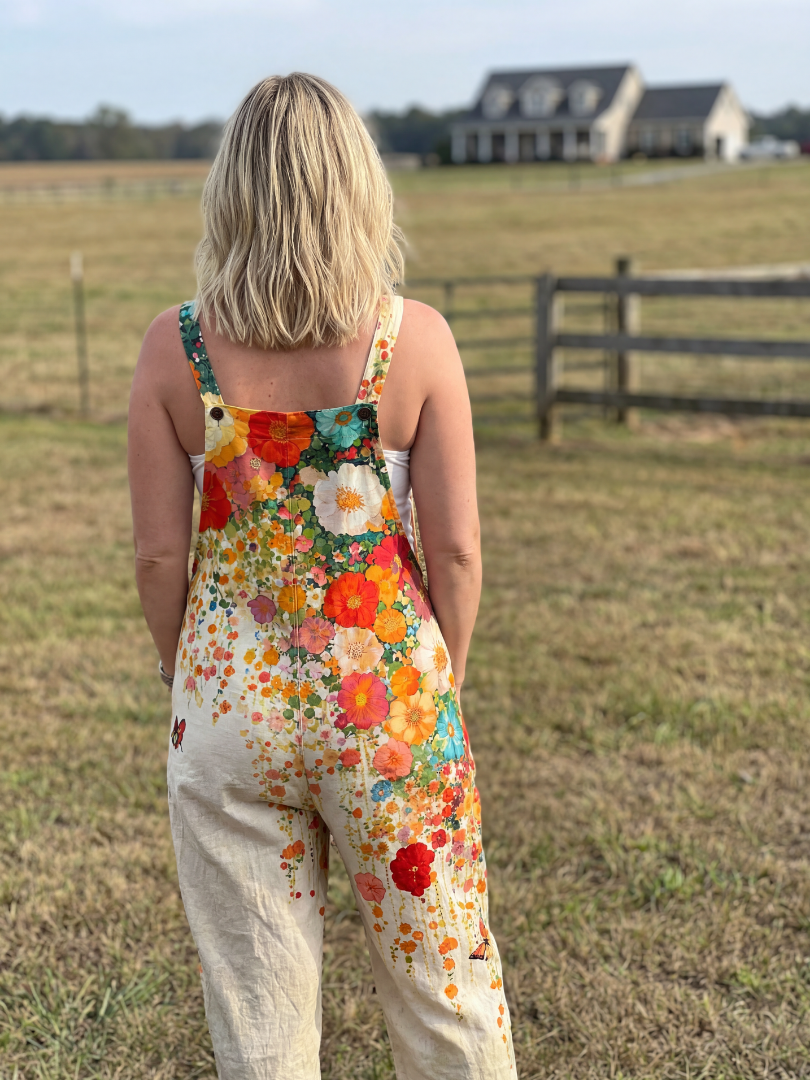 Women's Boho Floral Print Overalls | Loose Fit