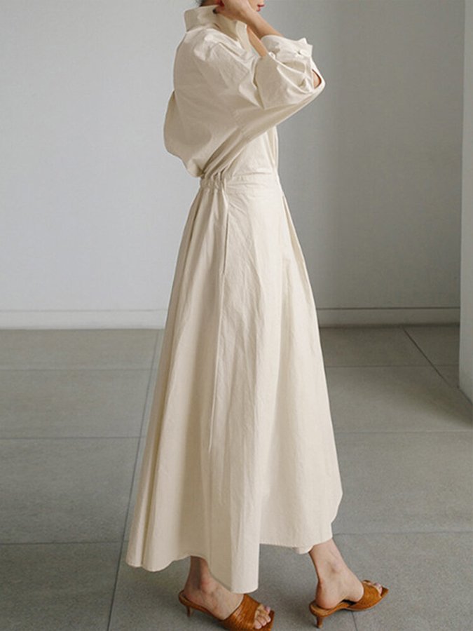 Women's Long Sleeve Shirt Dress | Maxi