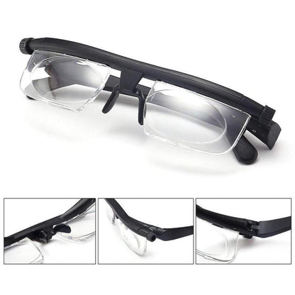 Focusable Reading Glasses for Unisex | Adjustable Zoom Lens | Black