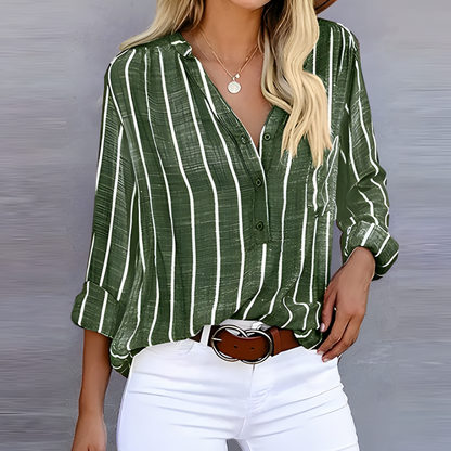 Women's Striped Button-Up Blouse | Long Sleeves