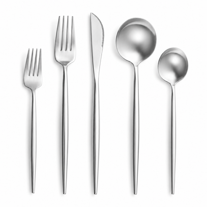Minimalist Stainless Steel Flatware Set for Dining